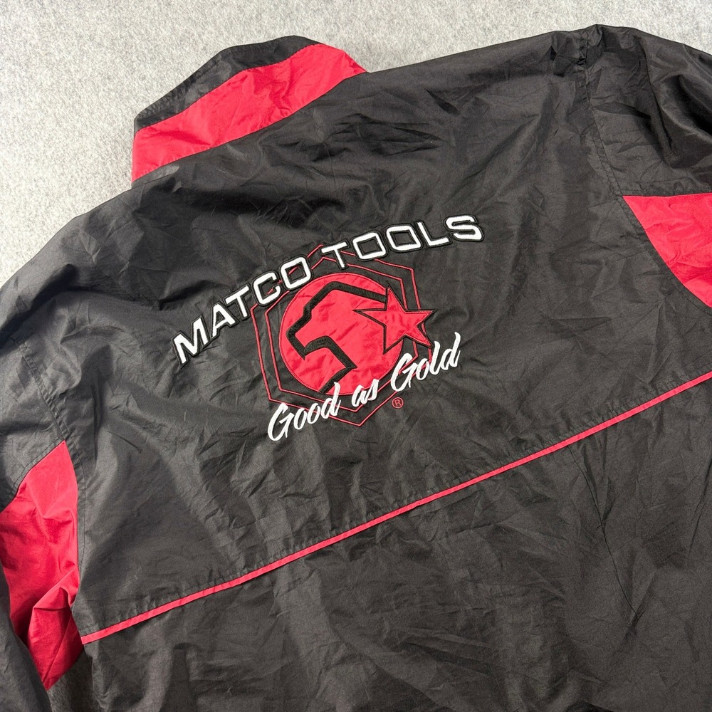 Matco Tools Good as Gold Mens Windbreaker Jacket XL Black Red Full Zip Nylon